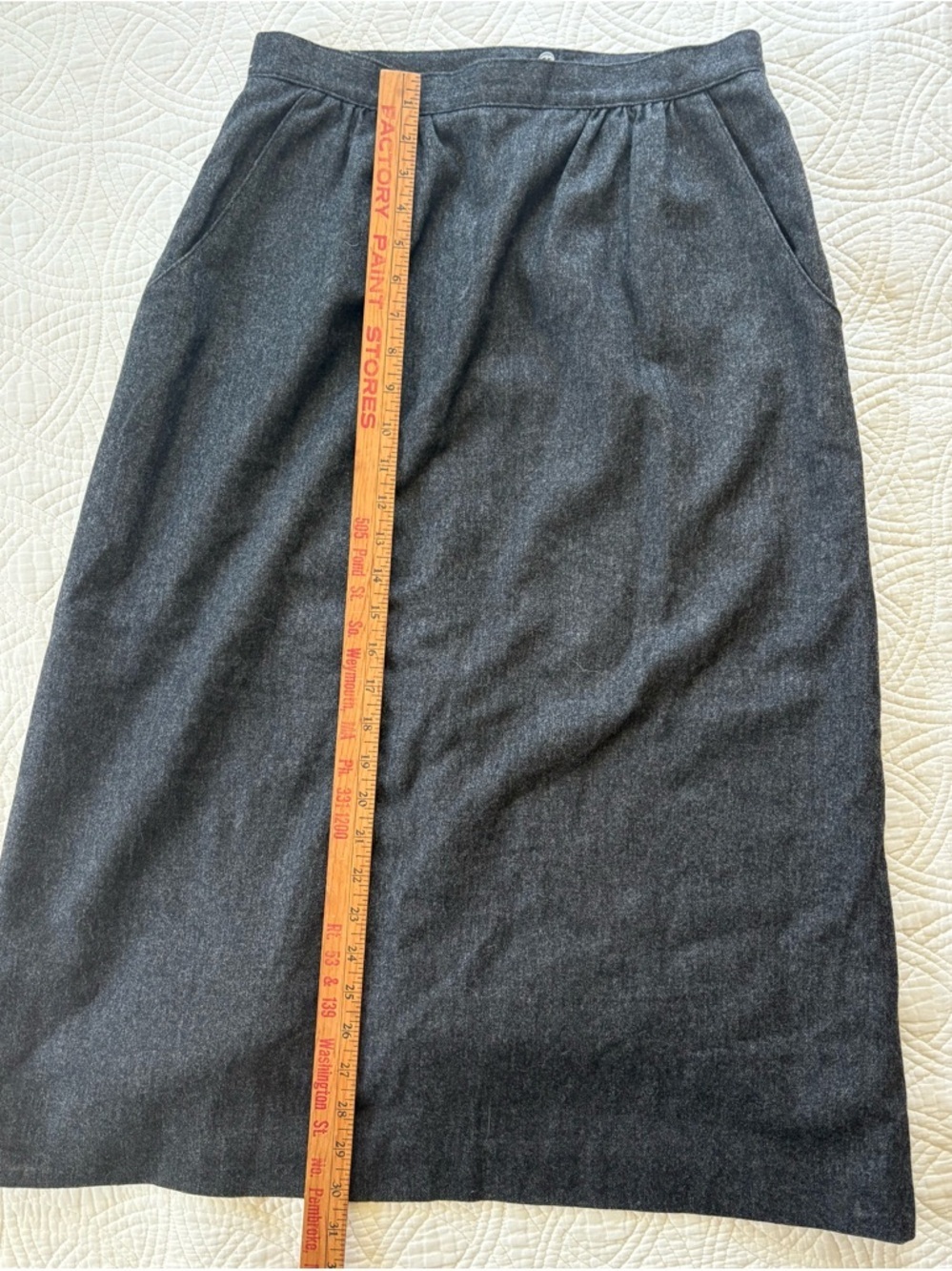 Vintage L.L.Bean Wool Midi Skirt USA Size 14 Gray Heritage New England Classic - Picture 3 of 6